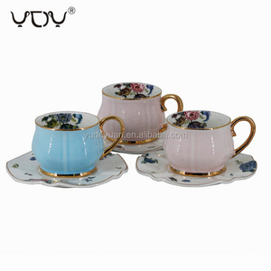 flower design porcelain tea bone china coffee cups and saucer