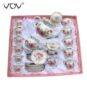 wholesale ceramic arabic turkish gold rim flower design modern design porcelain elegant new bone china coffee & tea sets