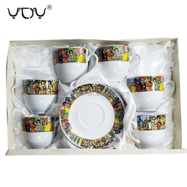 YDY ceramic classic sheba art eritrean ethiopian coffee cup set