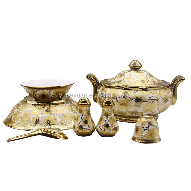 modern custom design 72pcs 75pcs wholesale porcelain gold plating pakistani dinnerware set