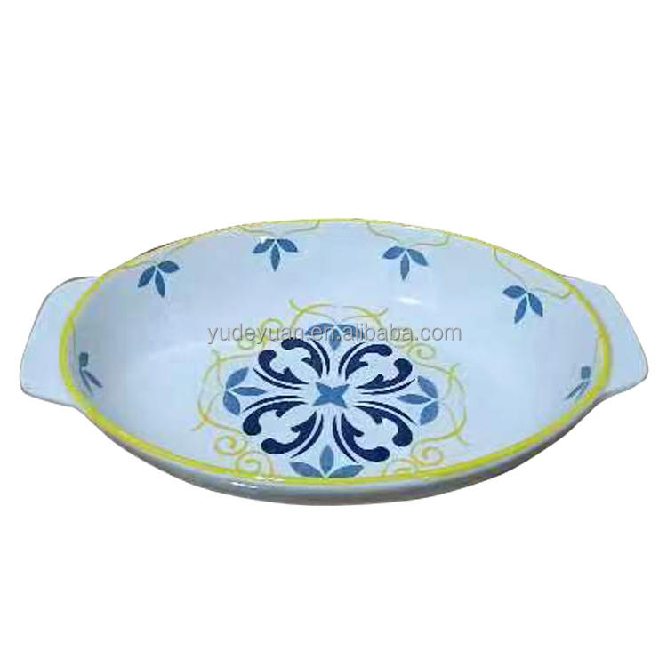 Fine Bone China Southeast Asian Style Ceramic Manufacturers Plate Hand Painted Oval Serving Platter 10.75inch Decorative Plate