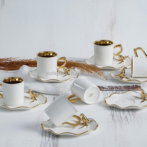 turkish custom design arabic bird cage pattern platinum ceramic cup saucer coffee fine bone new bone tea cups & saucers