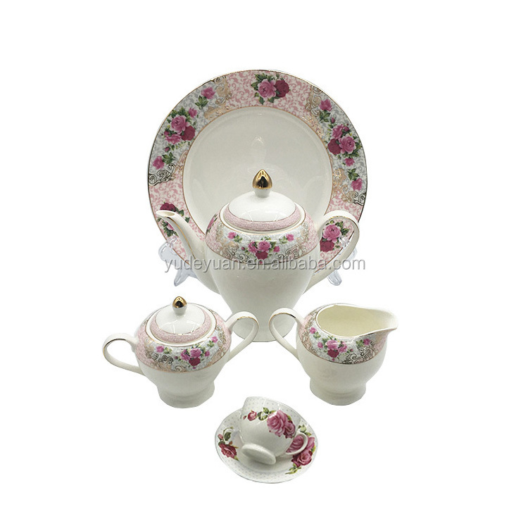 AB grade 61pcs 72pcs ceramic porcelain pink dinner sets in pakistan