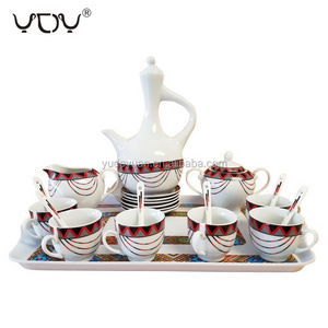 YDY factory classic traditional art design rekebot 17pcs tea ethiopian coffee cup set