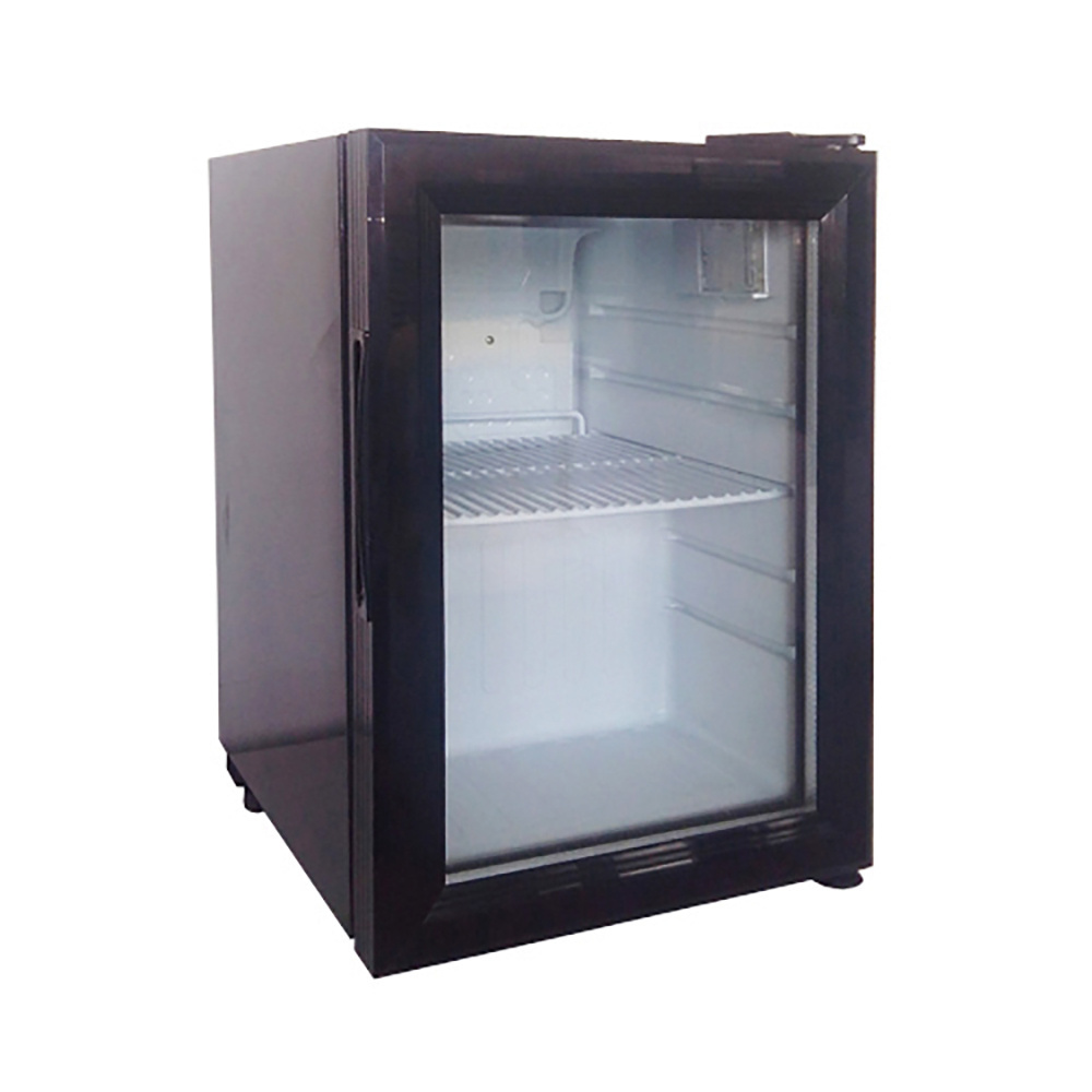 Home Hotel Use 30 Liters 40 Liters Compact Glass Door Mini Fridge Refrigerator With Black LED Light Lock