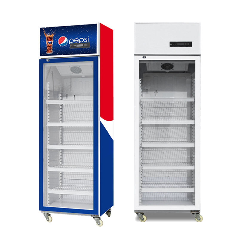 Commercial pepsi refrigerators prices drink beverage chiller single glass door fridge refrigeration showcase