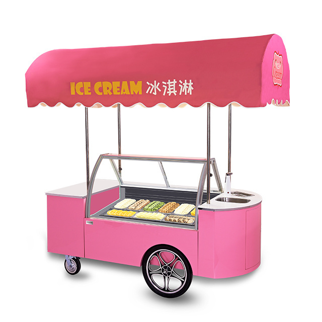 Commercial Ice Cream Display Cart portable Ice Cream Cart Supermarket Ice Cream Display Refrigerated Cabinet On Sale