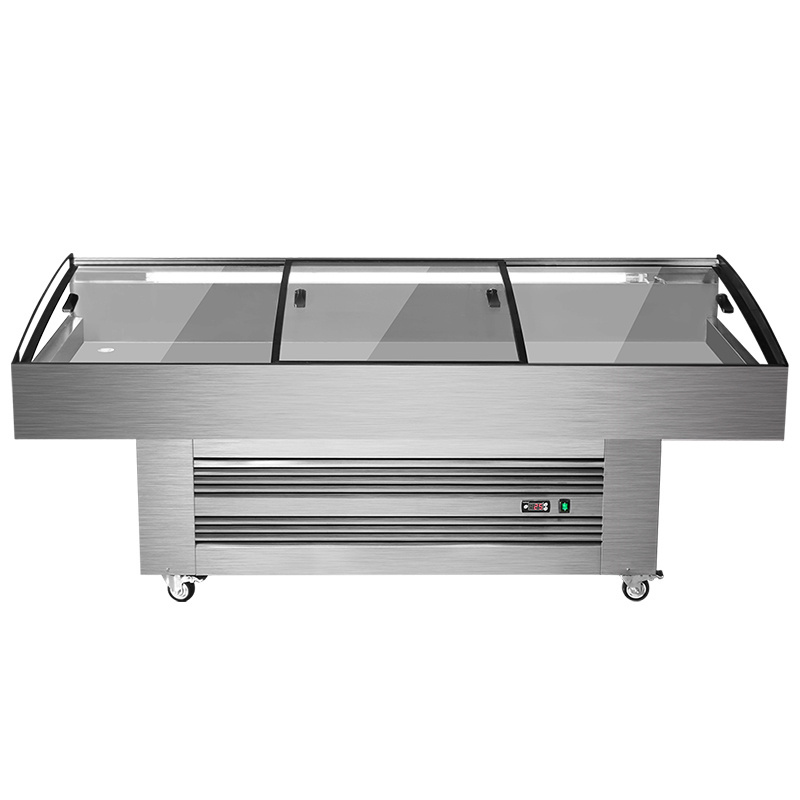 Supermarket Seafood Fish Display Freezer Case Showcase Table Display Chillers Counter