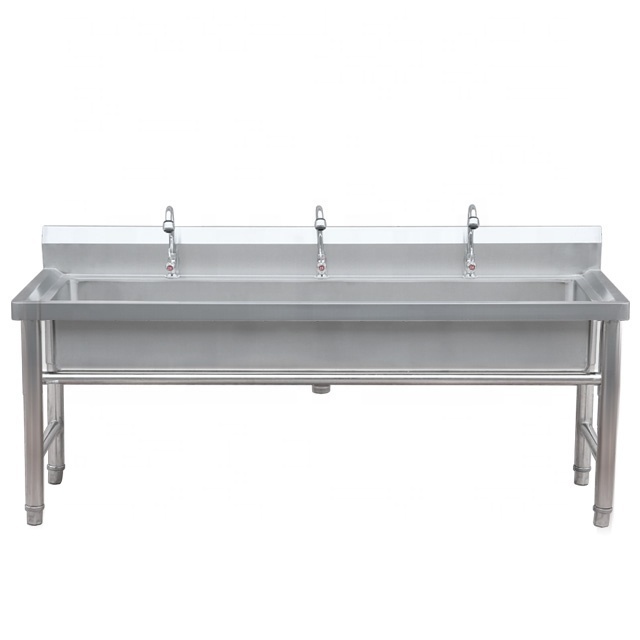 Kitchen Sink with Backsplash Commercial Stainless Steel Industrial Restaurant Washing Double Bowl