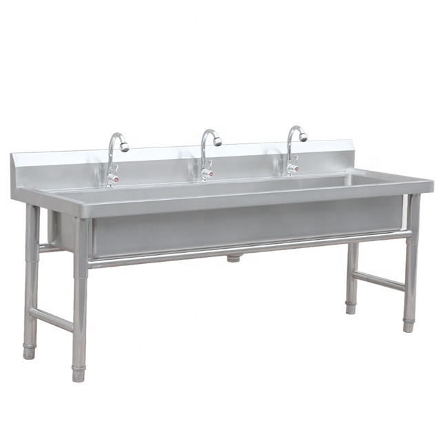 Kitchen Sink with Backsplash Commercial Stainless Steel Industrial Restaurant Washing Double Bowl