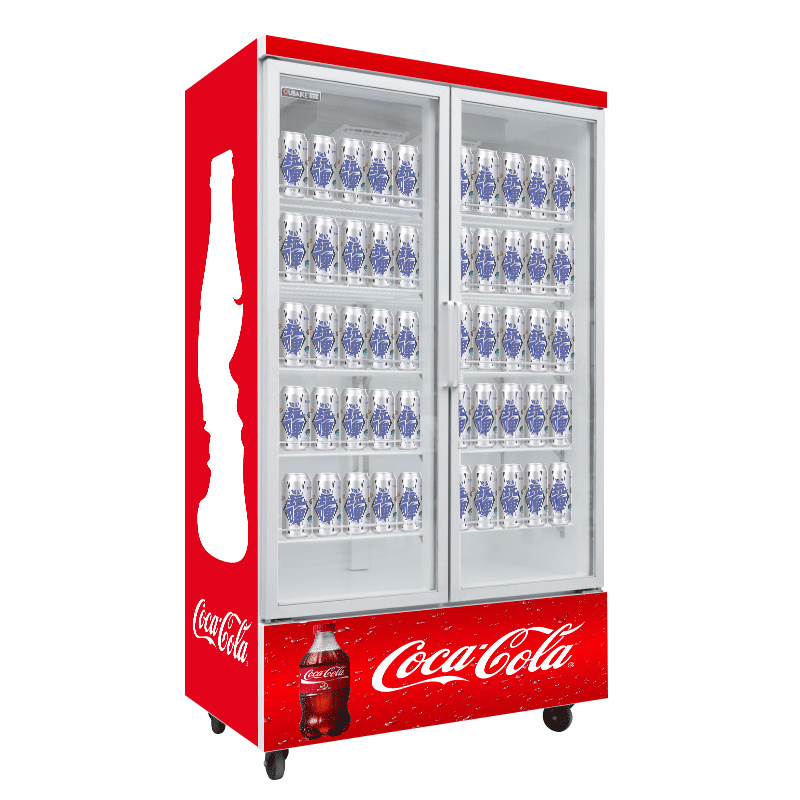 Supermarket Beverage Upright Cooler Cold Soft Drink Refrigerator Glass Front Three-Doors Display Refrigerators For Supermarket