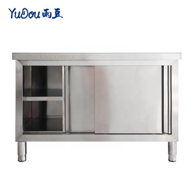 Customized Stainless Steel Kitchen Cabinet With Shelf Commercial Adjustable Kitchen Worktable For Hotel