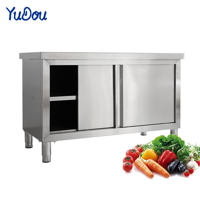 Customized Stainless Steel Kitchen Cabinet With Shelf Commercial Adjustable Kitchen Worktable For Hotel