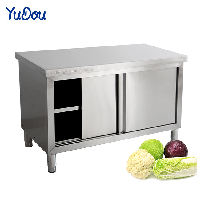 Customized Stainless Steel Kitchen Cabinet With Shelf Commercial Adjustable Kitchen Worktable For Hotel