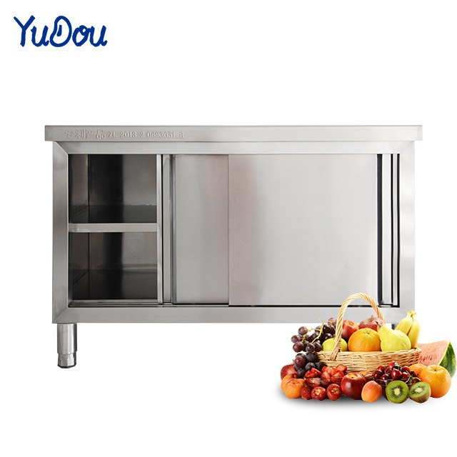 Customized Stainless Steel Kitchen Cabinet With Shelf Commercial Adjustable Kitchen Worktable For Hotel