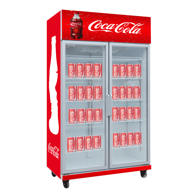 Supermarket Beverage Upright Cooler Cold Soft Drink Refrigerator Glass Front Three-Doors Display Refrigerators For Supermarket