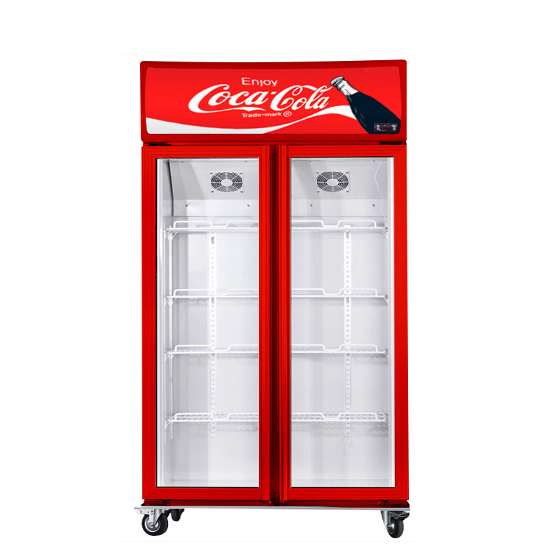 High Quality Double Glass Door Pepsi Refrigerator Energy Drink Finishing Flawless Fridge For Supermarket