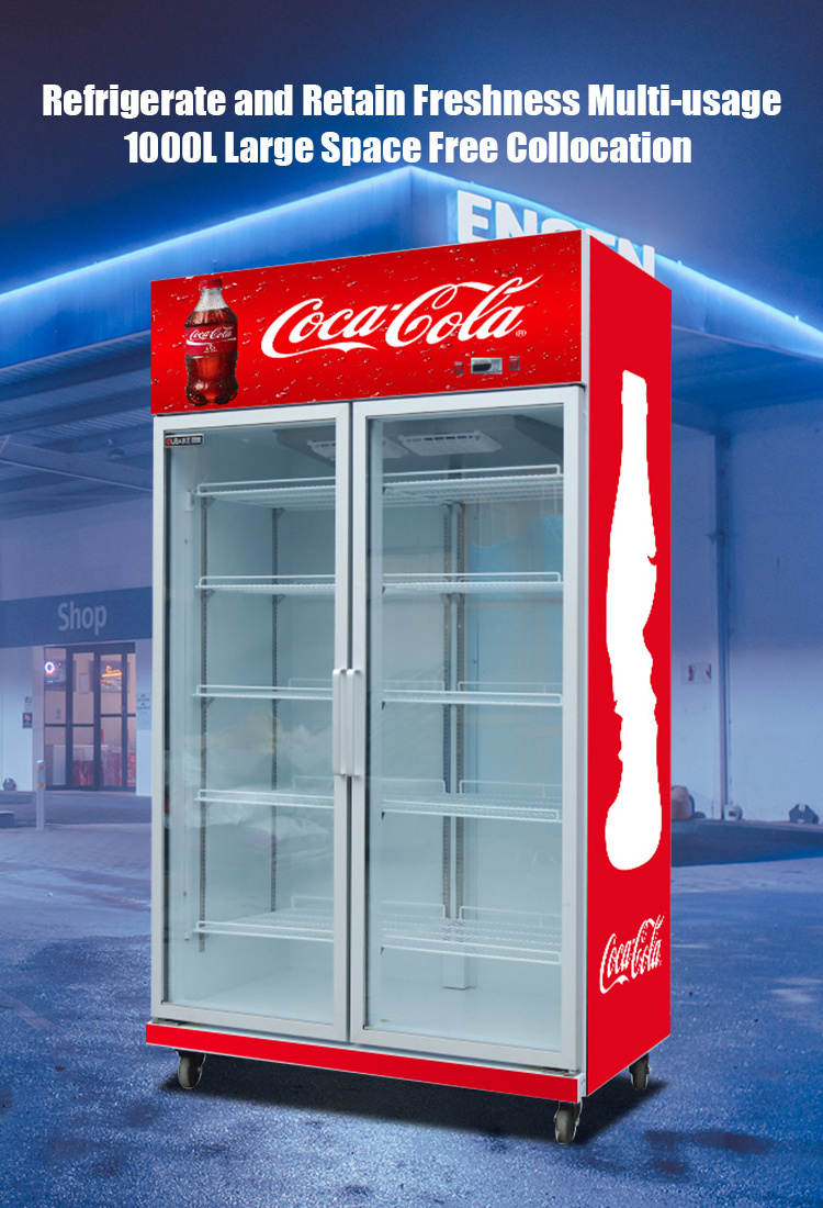 2022 Commercial Single Door Vertical Glass Door Refrigerator Coca Display Cola Beverage Freezer Fridge