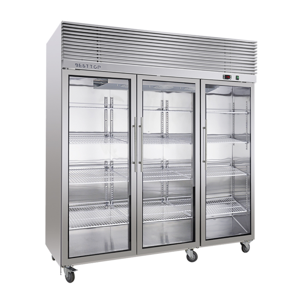 Commercial Kitchen Display Refrigeration Equipment Quick Freezing Vertical Glass Door Freezer