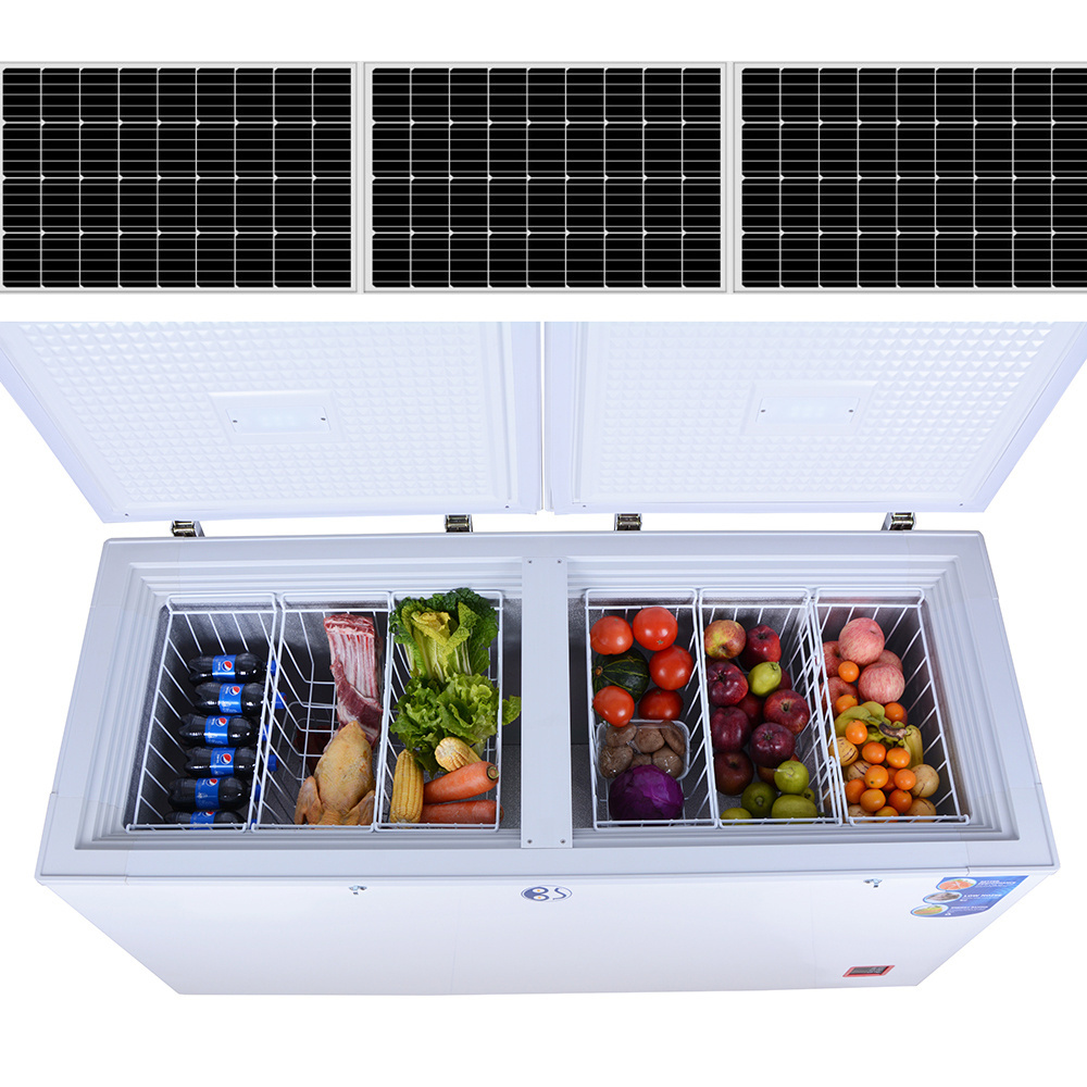 100L-700L 12v Solar Power Chest Freezer Powered Portable Fridge Solar Deep Freezer DC Compressor Display Refrigerators Coolers