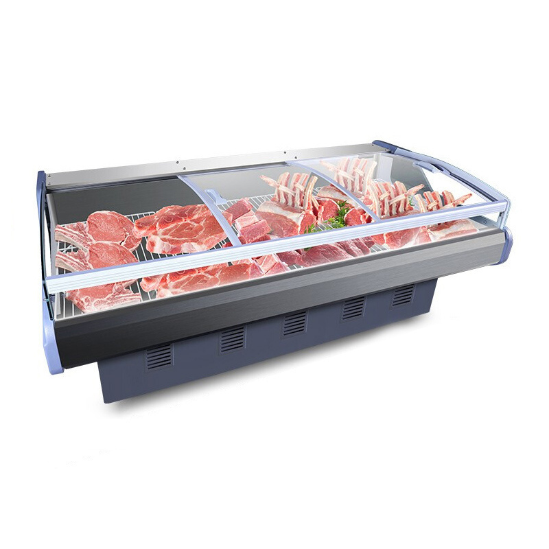 Supermarket Deli Dishes Dry Ager Meat Display Freezer Commercial Frozen Chicken Meat Showcase Counter Fridge Refrigerators