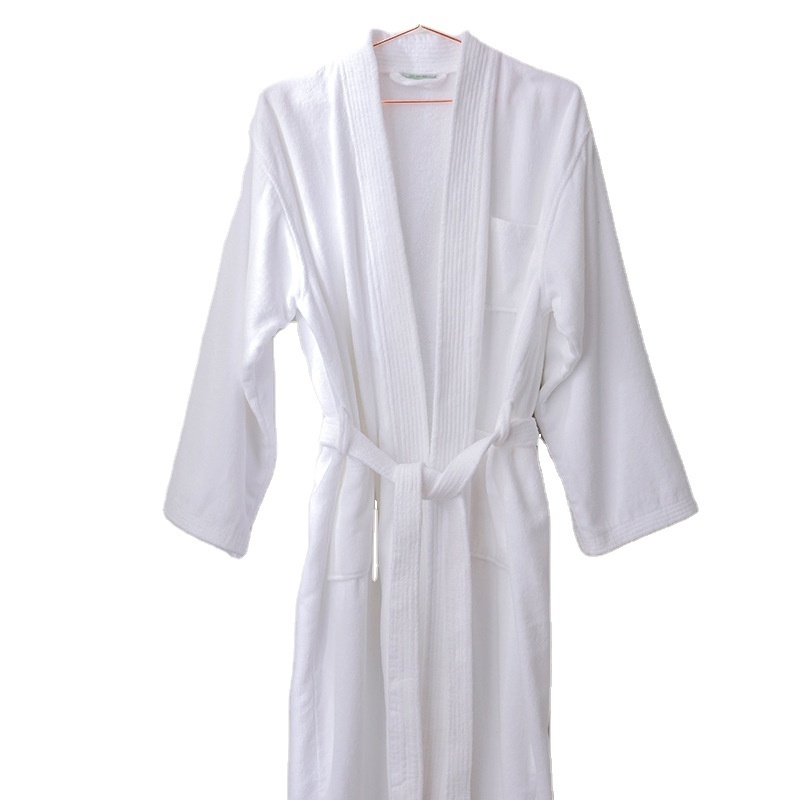 5 Star Hotel Bathrobe White Coral Velour Luxury Warm Velour Bathrobe Kimono Collar Hotel Bathrobe