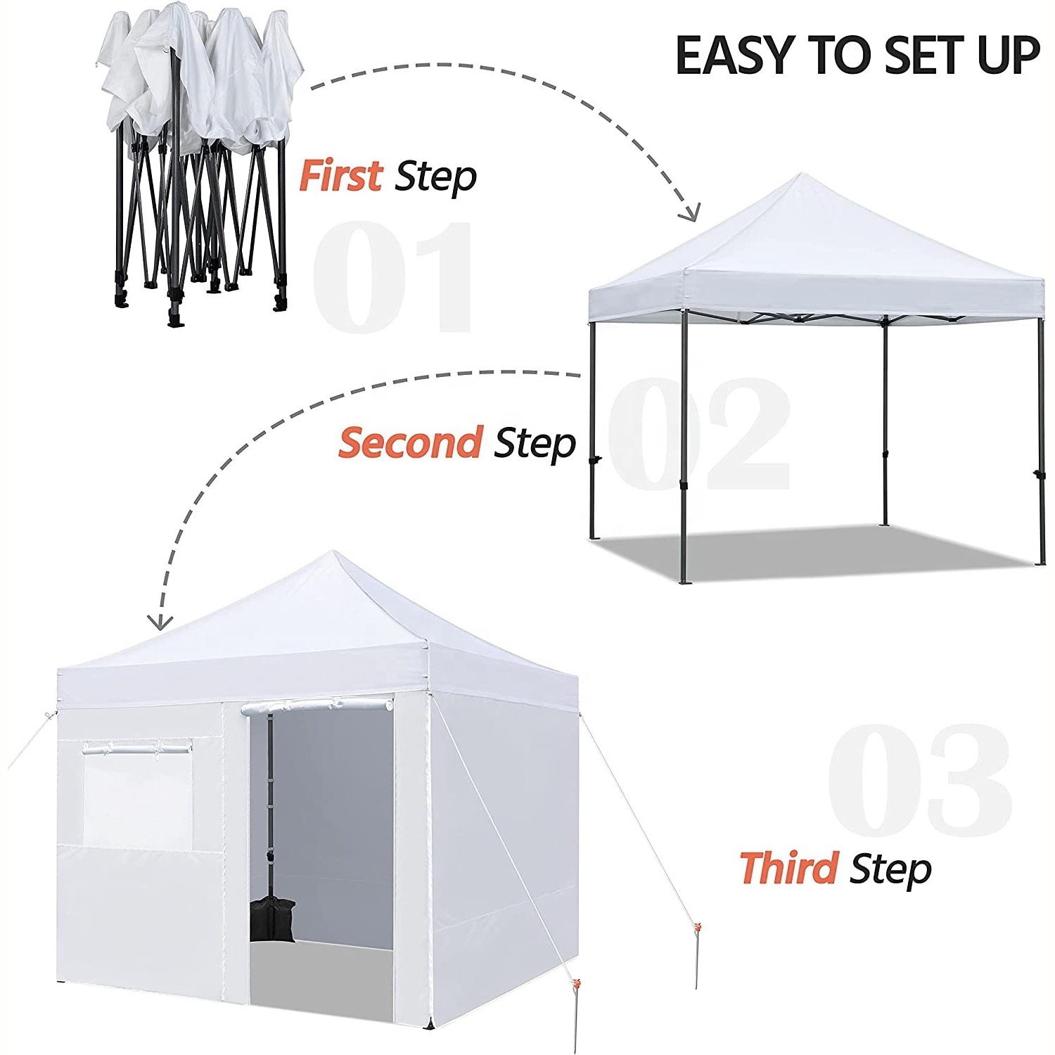 Canopy 10x10 Pop Up Commercial Canopy Tent Instant Outdoor Gazebo with Sidewalls Waterproof