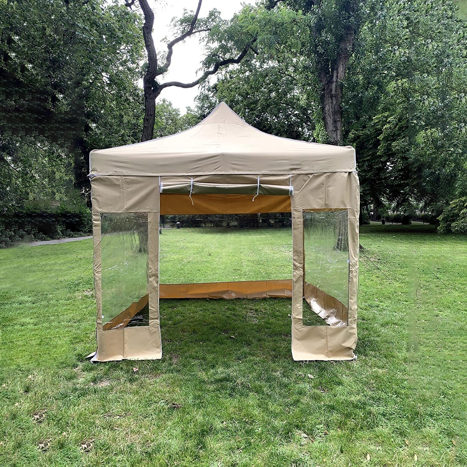 10x10 Waterproof Gazebo with Clear Transparent Sidewall All Seasons Heavy Duty Pop Up Canopy Tent Beach Garden BBQ Event Shelter