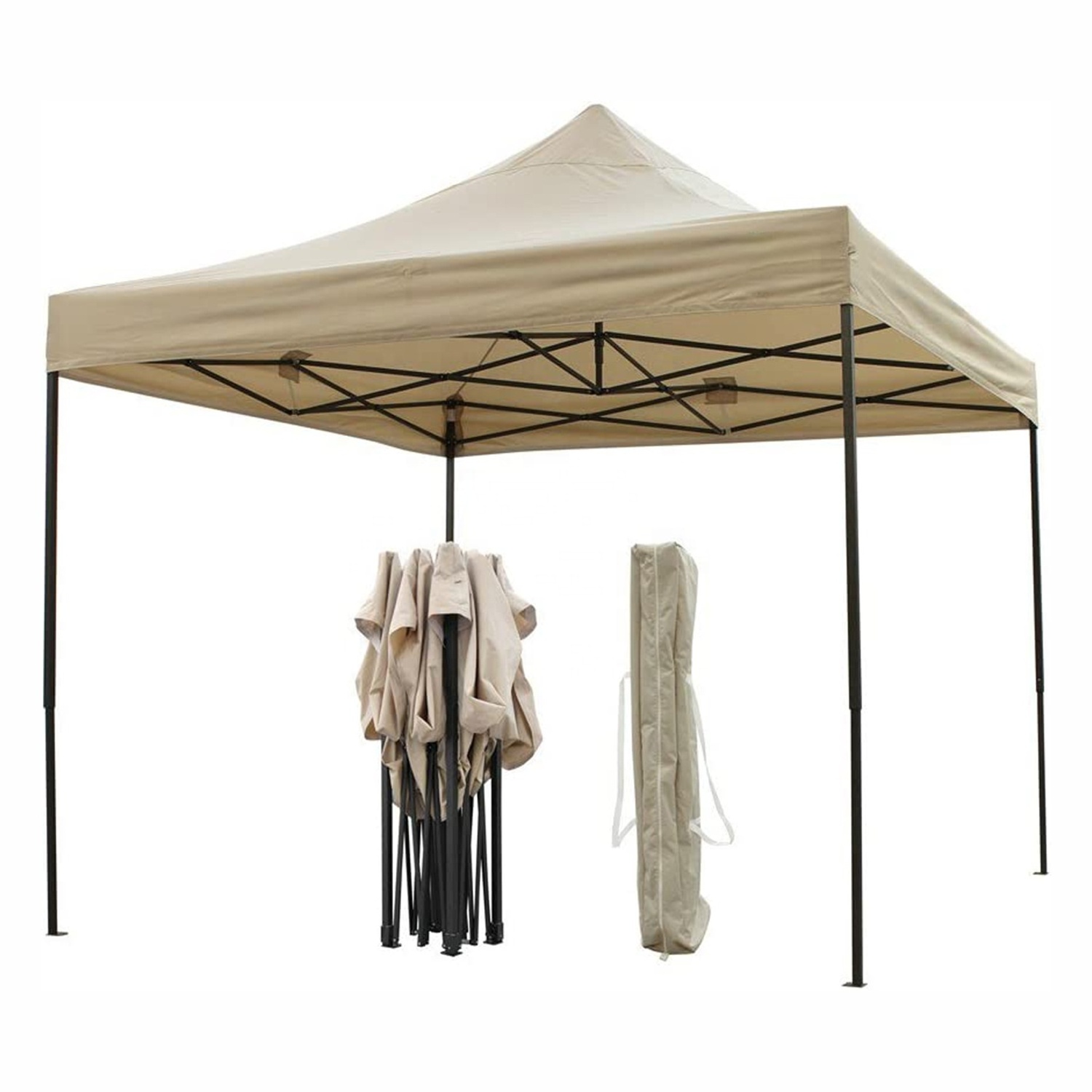 Beige All Season Gazebo 3x3m Heavy Duty Fully Waterproof Pop up Gazebo With Accessory Pack