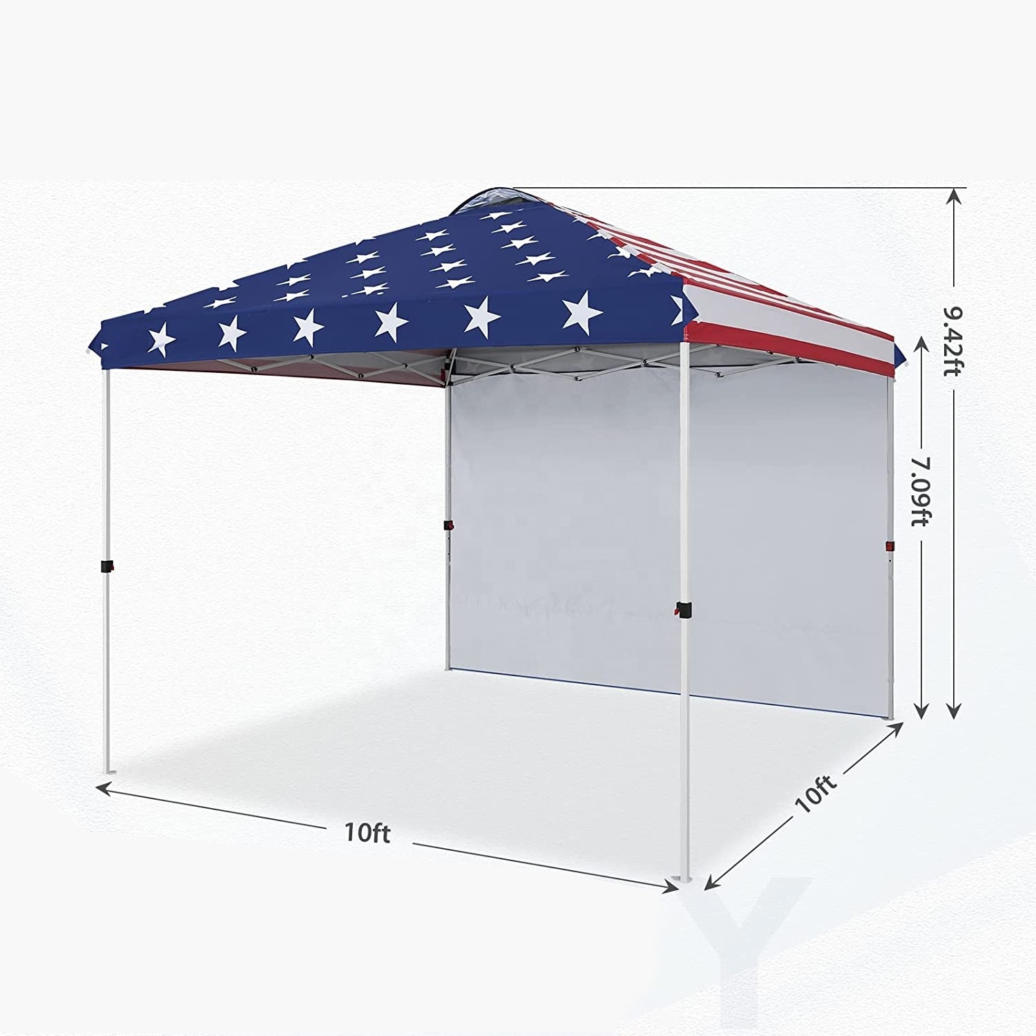 OEM Commercial Pop Up Canopy Tent Detachable Sidewall Instant Outdoor Shelter with Wheeled Carry Bag American Flag Folding Tent