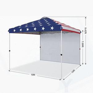 OEM Commercial Pop Up Canopy Tent Detachable Sidewall Instant Outdoor Shelter with Wheeled Carry Bag American Flag Folding Tent