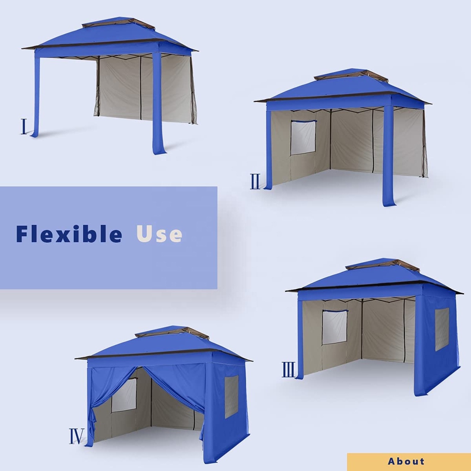 11x11 Pop up Canopy Tent with 4 Sidewalls Instant Outdoor Gazebo Tent Shelter with Double Layer Roof