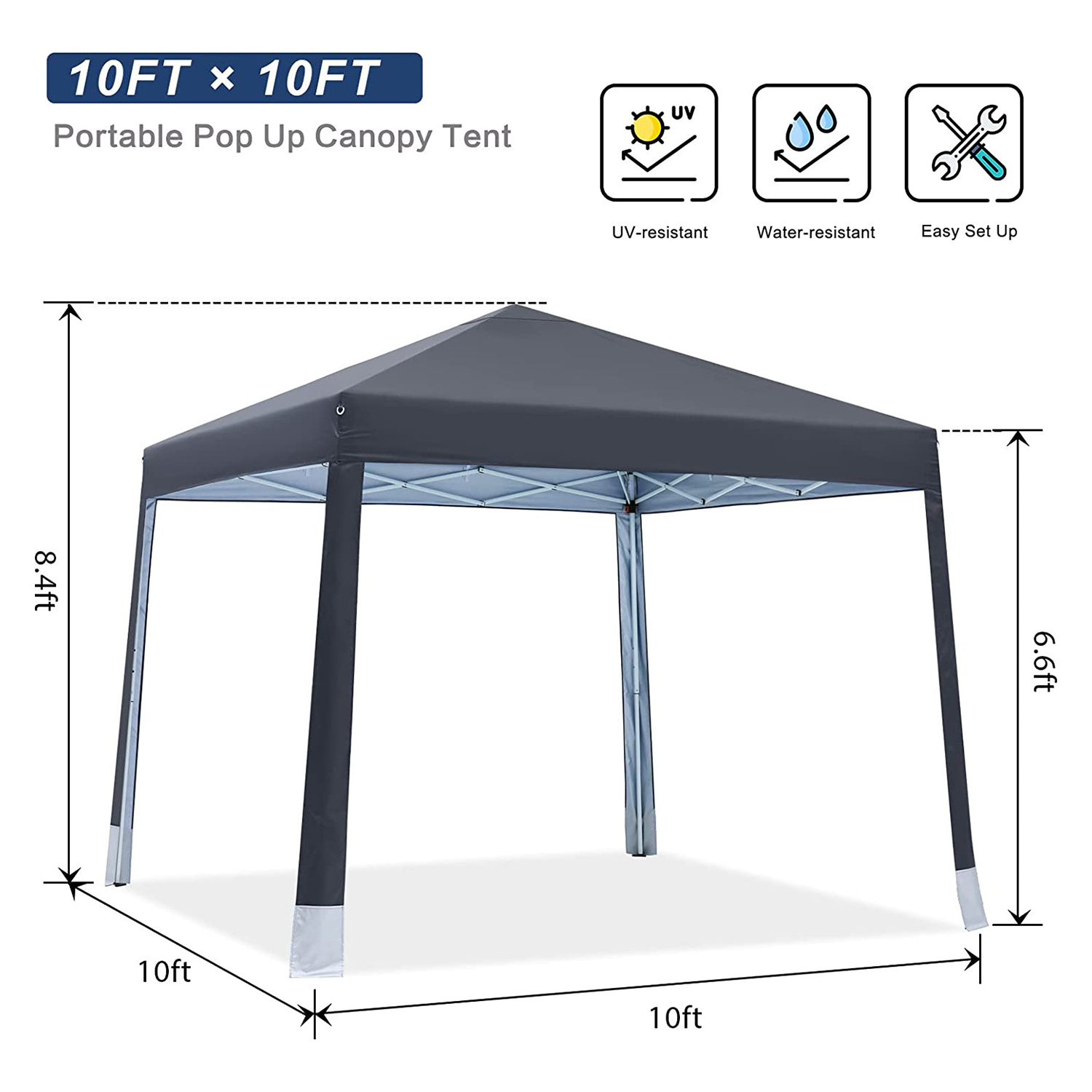 10x10 Pop-up Canopy Tent Outdoor Beach Canopy with 4 Foot Pockets