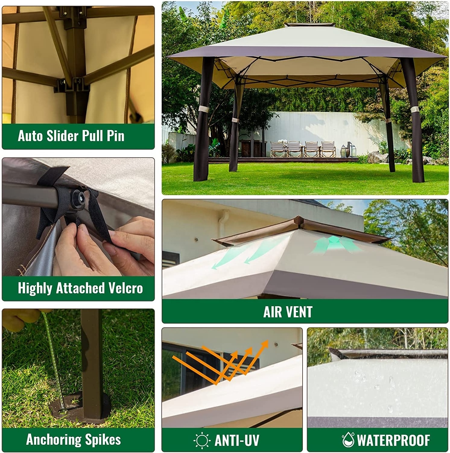 Pop Up Patio Gazebo 13x13 Easy Set Up Outdoor Gazebo Tent