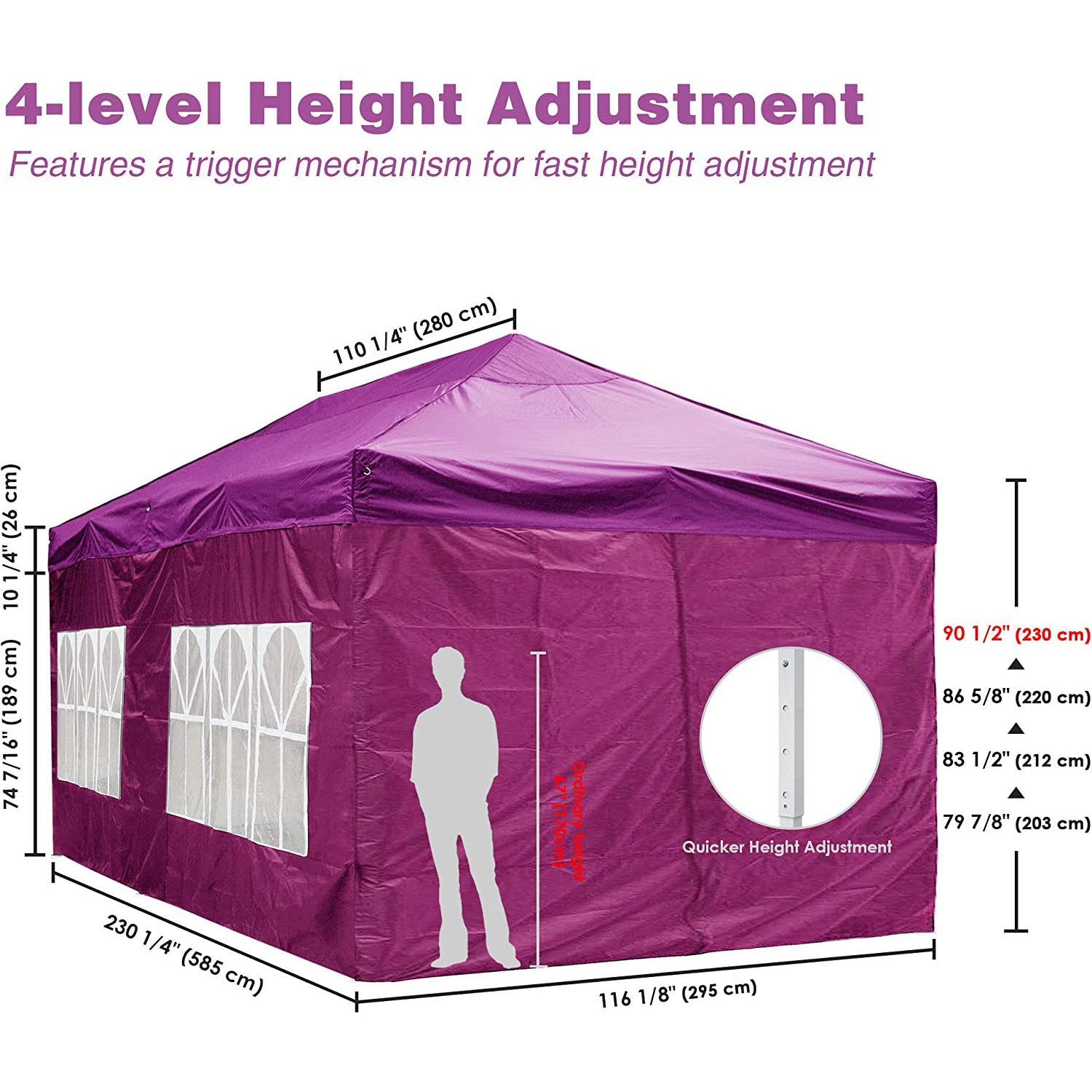 OEM Custom 10x20 FT Outdoor Pop Up Canopy Wedding Party Tent Enclosed Folding Canopy