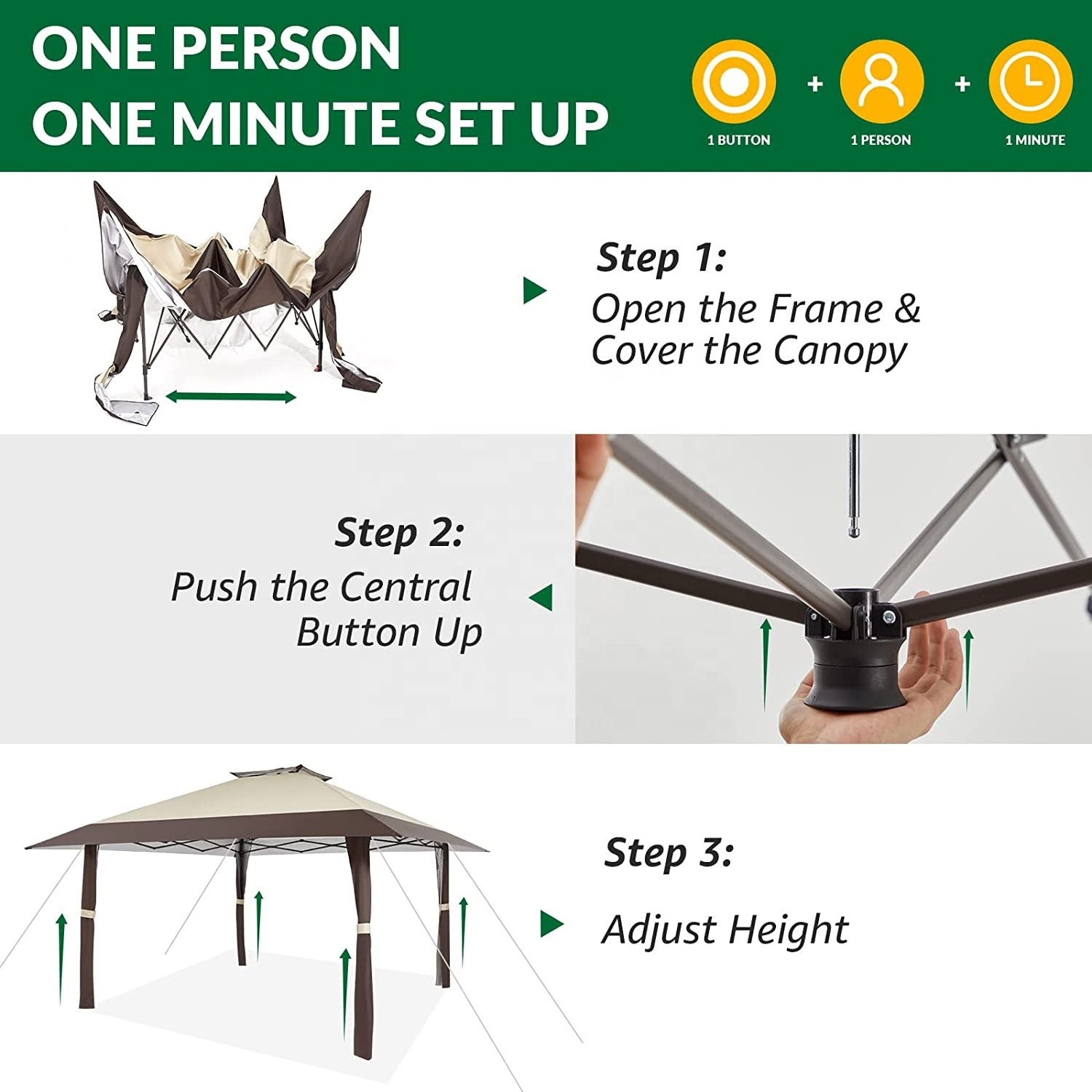 Pop Up Patio Gazebo 13x13 Easy Set Up Outdoor Gazebo Tent