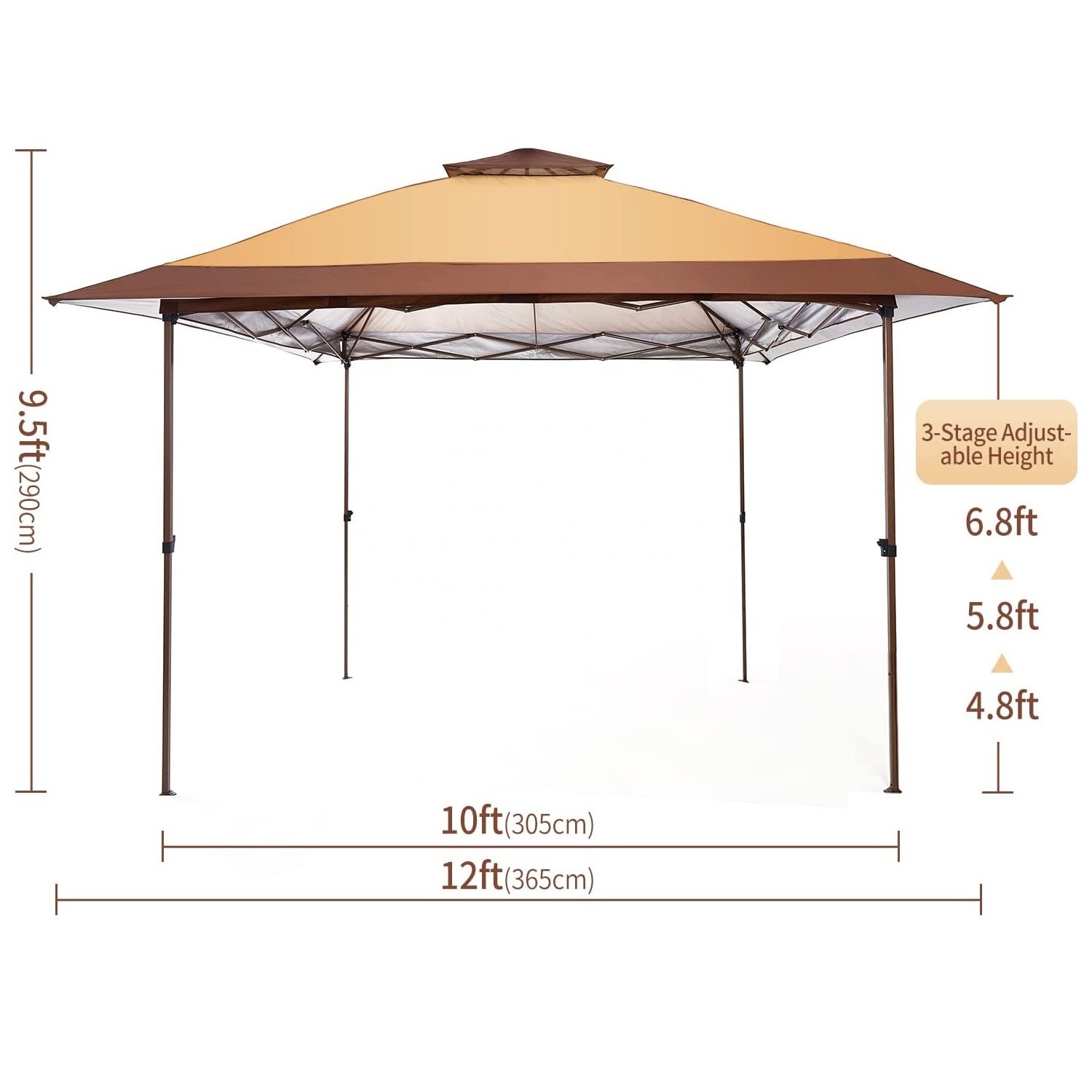 Instant Pop Up Patio Gazebo with Full Netting for Family Parties and Outdoor Activities Netting Sidewalls Canopy Tent