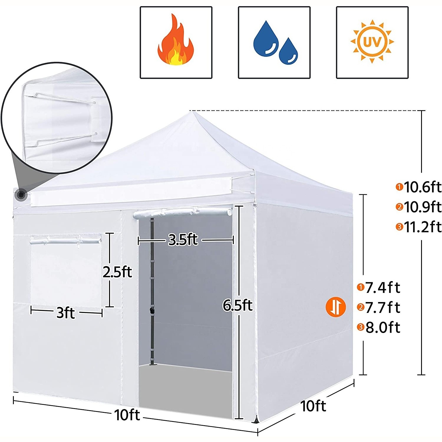 Canopy 10x10 Pop Up Commercial Canopy Tent Instant Outdoor Gazebo with Sidewalls Waterproof