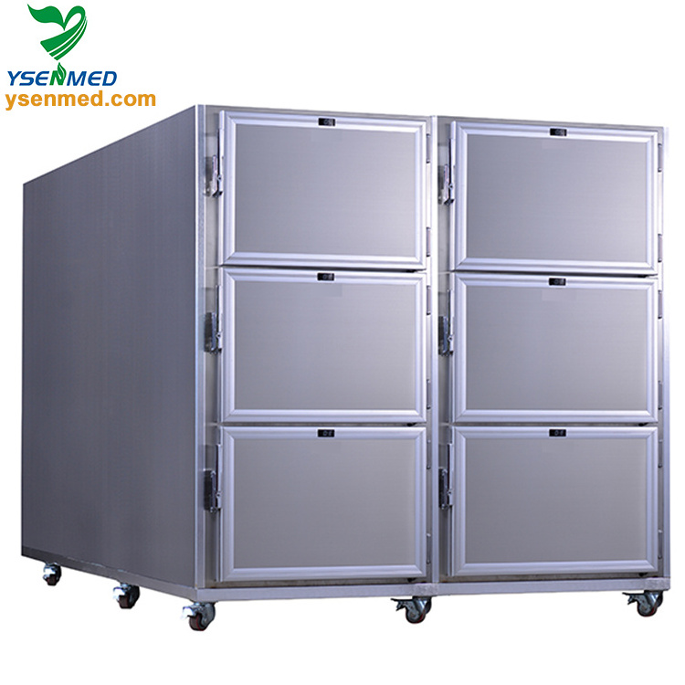 YSSTG0106B hospital mortuary refrigerator corpses 201 / 304 low price stainless steel morgue cooler with 6 drawers