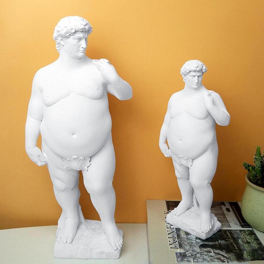 Creativity Resin Figure Sculpture David Obesity Fat David Handicraft Statue Nude Naked Man Body Art Home Decoration