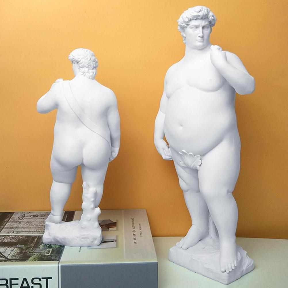 Creativity Resin Figure Sculpture David Obesity Fat David Handicraft Statue Nude Naked Man Body Art Home Decoration