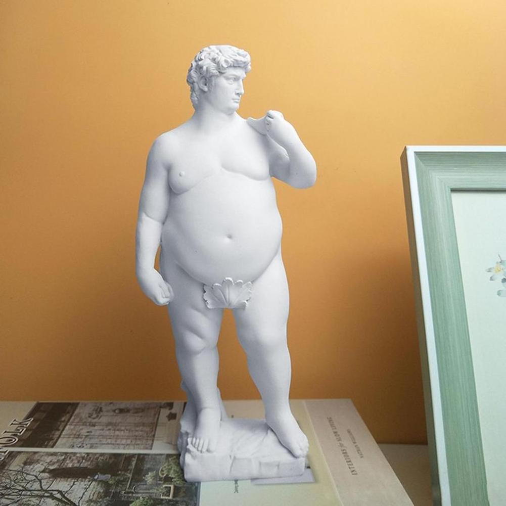 Creativity Resin Figure Sculpture David Obesity Fat David Handicraft Statue Nude Naked Man Body Art Home Decoration