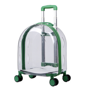 Wholesale Airline Approved On Wheels Stroller Trolley Luggage Pet Carrier Transparent Capsule Cat Bag for Cat Dog Pet suitcase