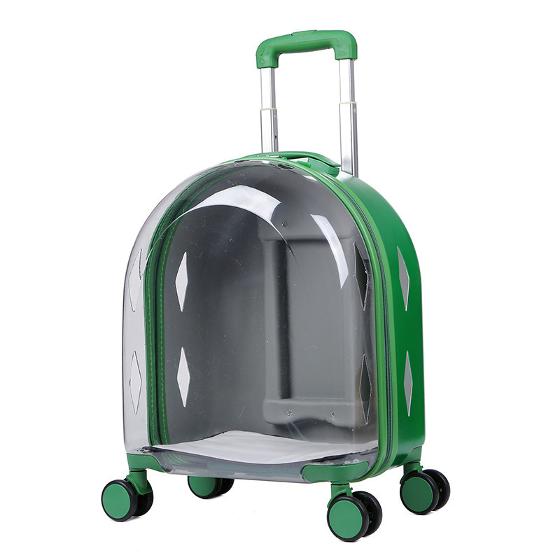 Wholesale Airline Approved On Wheels Stroller Trolley Luggage Pet Carrier Transparent Capsule Cat Bag for Cat Dog Pet suitcase