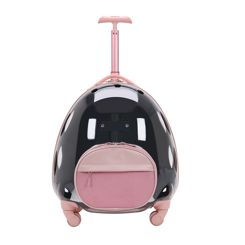 manufacturer custom durable puppy dog pet suitcase large size clear trolley pet carrier for travel