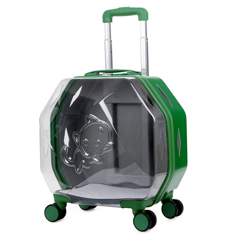 Factory Airline Approved On Wheels Stroller Trolley Pet Carrier Transparent Capsule Cat Bag for Cat Dog Pet suitcase