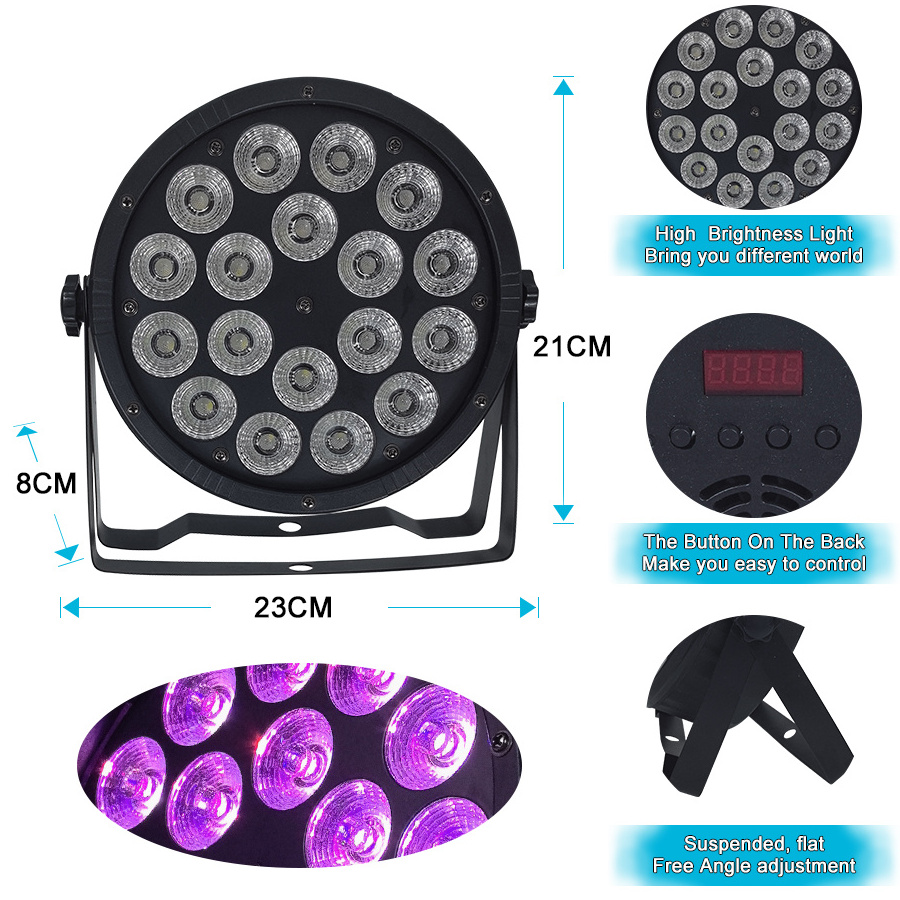 Stage Light LED 72w RGBW 4in1 Par Lights DMX Compatible Sound Control Super Bright Flat Light For DJ Disco Wedding Club Bar Show