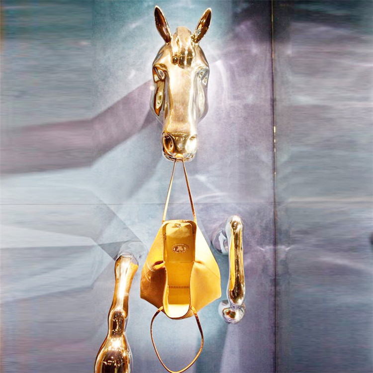 Plating Fiberglass Horse Head And Leg Bag Window Display Wall Decor