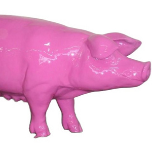 Custom Cute Funny Animal Pink Little Fiberglass Pig Head Statue