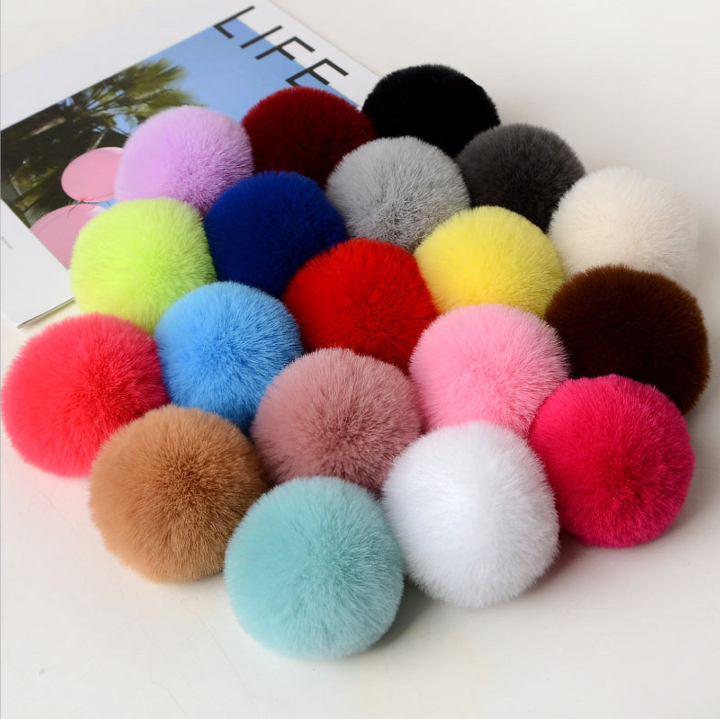 Plush ball hairball putt balls self defense keychain set